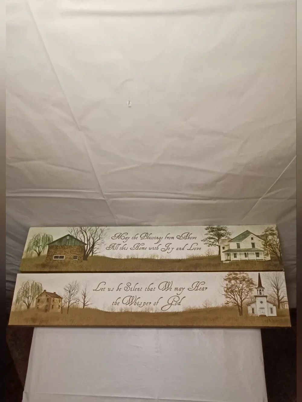 Rustic Home Wall Decor Set - Beige and Brown Inspirational Signs Quotes Blessing